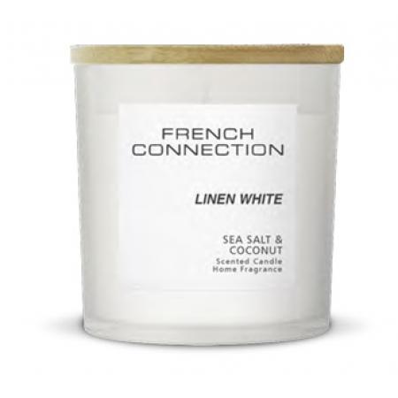 French Connection Pastel Range Candle 322g White Linen Sea Salt & Coconut