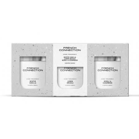 French Connection Black & White Candle 64g X3 Winter Vanilla