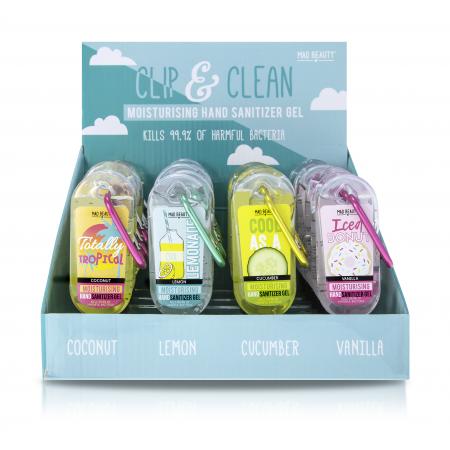 Mad Beauty Clip & Clean Gel Sanitizer Cool Collection 24 Display